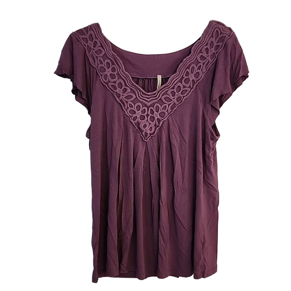 Olivia Moon Purple V-Neck Top, XL